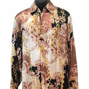 Versace Men's Silk Vintage Shirt (Black & Gold).  Men's Size Medium. So classy!
